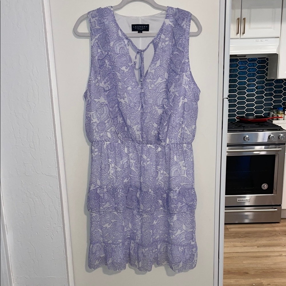 Laundry by Shelli Segal Purple & White Sleeveless Dress | 16